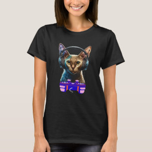 Gaming Burmese Cat Player Animal Video Gamer Men K T-Shirt