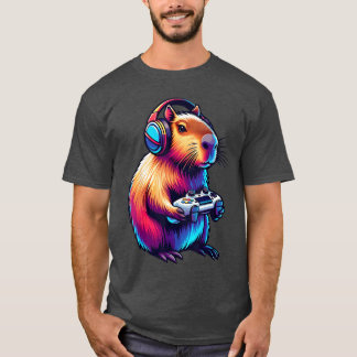 Gaming Capybara Rodent Playing Video Games Gamer H T-Shirt