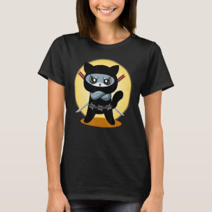 Gaming Cat Ninja With Ninjato Katana Evil Gaming C T-Shirt