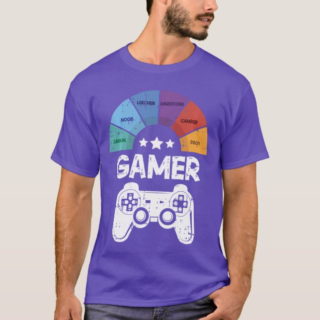 Gaming Chart Controller Casual Noob Pro Cool Gamer T-Shirt (Front)