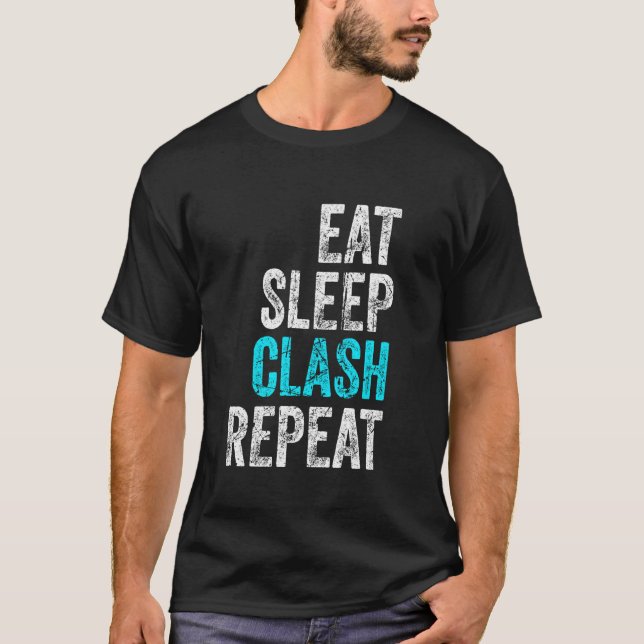 Gaming Clan Apparel Eat Sleep Clash Repeat Clans V T-Shirt (Front)