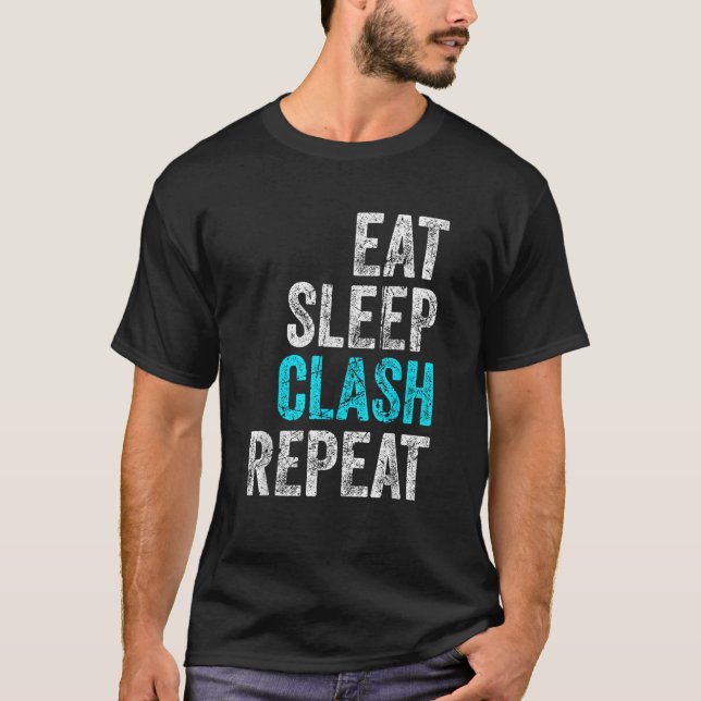Gaming Clan Apparel Eat Sleep Clash Repeat Clans V T-Shirt (Front)