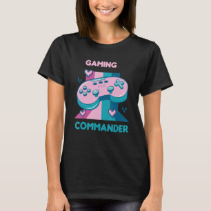 Gaming Commander Retro Funny Gamer Designs Present T-Shirt