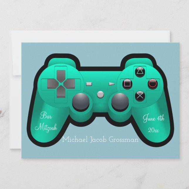 Gaming, Controller, Bar Mitzvah, Invitation (Front)