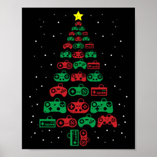 Gaming Controller Christmas Tree Gamer Party Cool  Poster