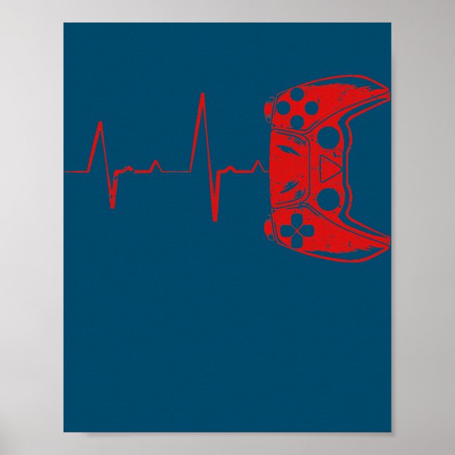 Gaming Controller Heartbeat Gamer Video Games  Poster (Front)