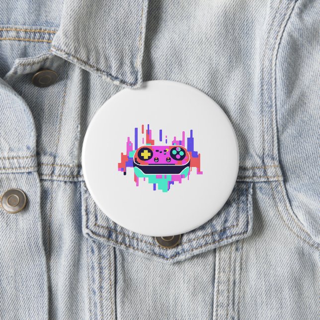 Gaming controller pixelated badge rond 10cm (In Situ)