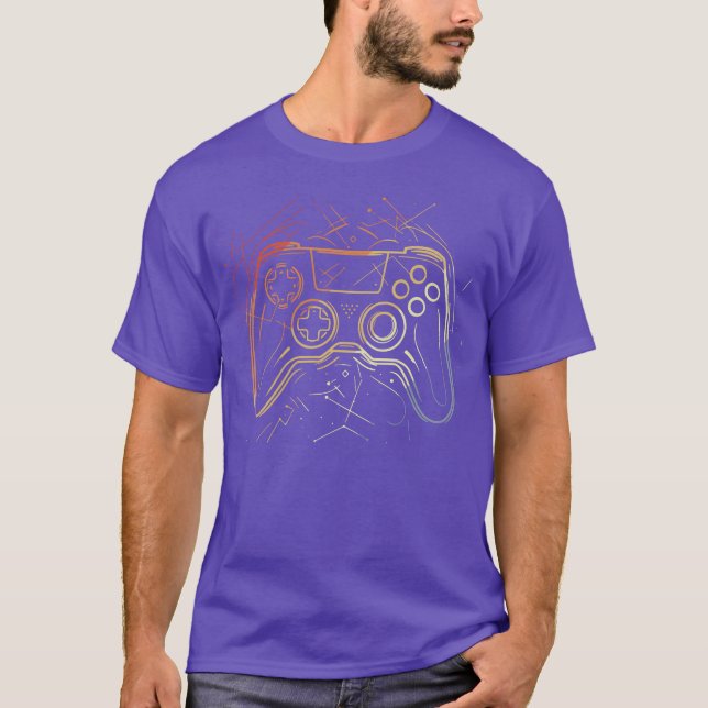 Gaming Controller Sketch Retro gift funny T-Shirt (Front)
