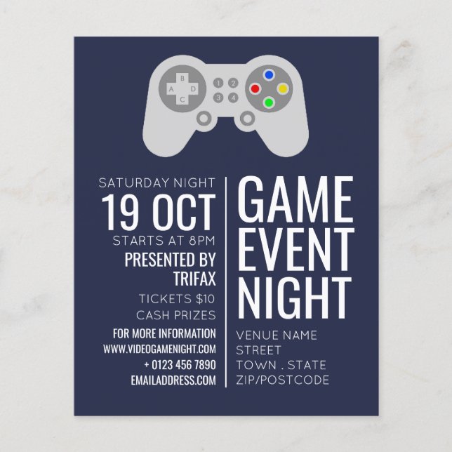 Gaming Controller, Video Gamer Event Advertising Flyer (Front)