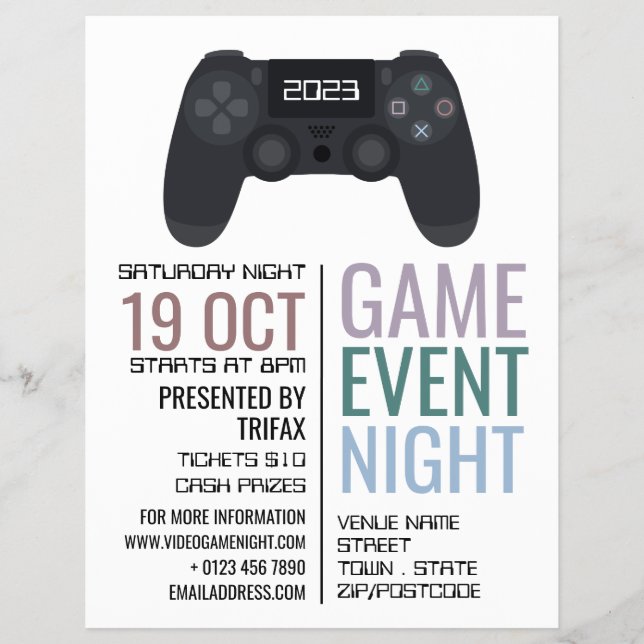 Gaming Controller, Video Gamer Event Advertising Flyer (Front)
