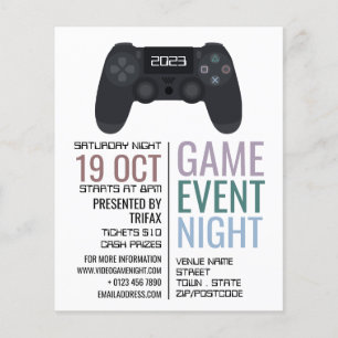 Gaming Controller, Video Gamer Event Advertising Flyer