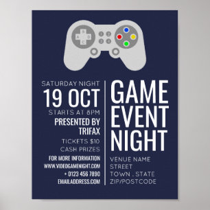 Gaming Controller, Video Gamer Event Advertising Poster