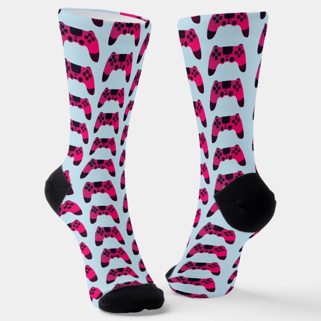 Gaming Controller Videogames Nerd Gamer Socks (Angled)