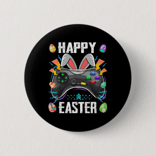Gaming Controller With Bunny Ears Funny Easter Vid 6 Cm Round Badge