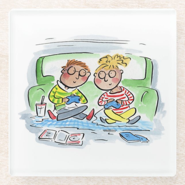 Gaming Couple Glass Coaster (Front)