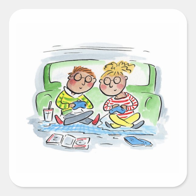 Gaming Couple Square Sticker (Front)