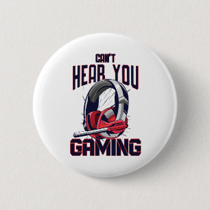 Gaming design with headset 6 cm round badge