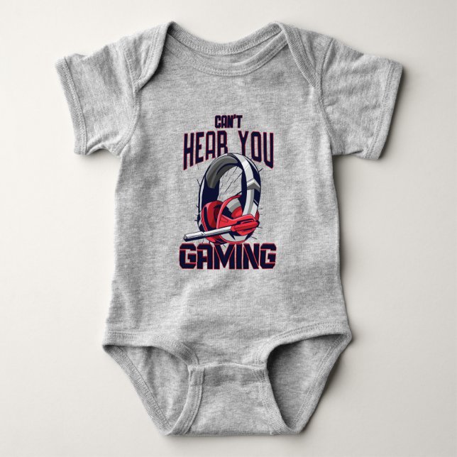 Gaming design with headset baby bodysuit (Front)