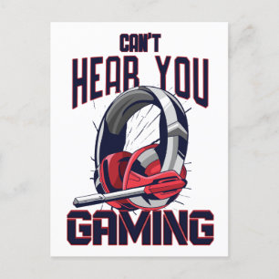 Gaming design with headset postcard