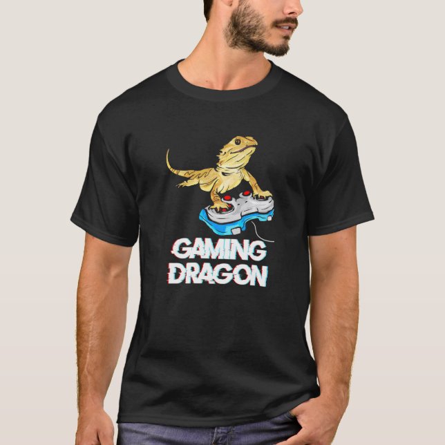 Gaming Dragon Gamer Bearded Dragon & Video Games T-Shirt (Front)