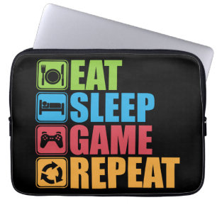 Gaming - Eat, Sleep, Game, Repeat - Gamer, Funny Laptop Sleeve