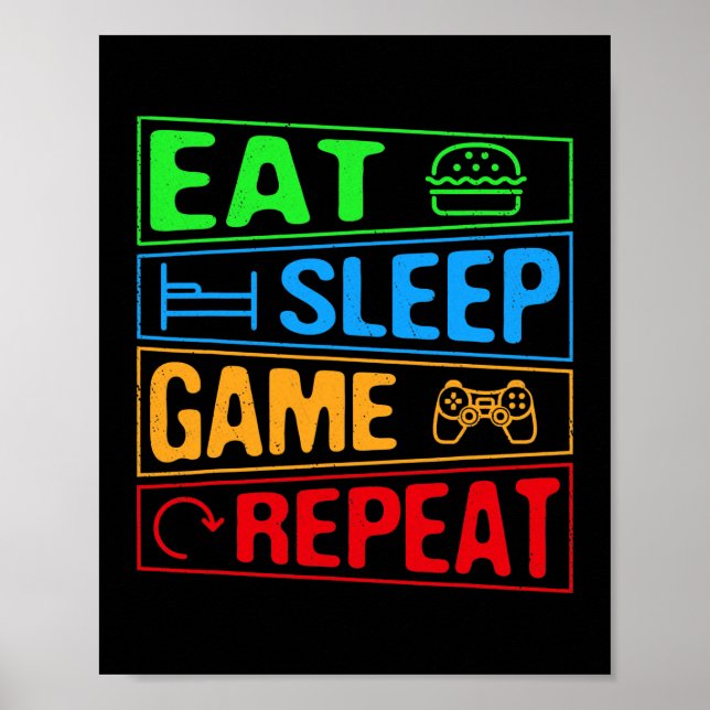 Gaming Eat Sleep Game Repeat Gift Multiplayer Poster (Front)