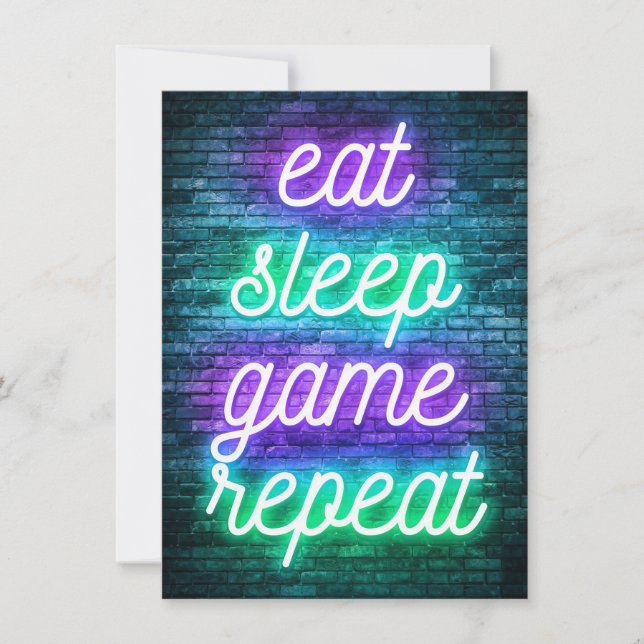 Gaming Eat Sleep Repeat Invitation (Front)