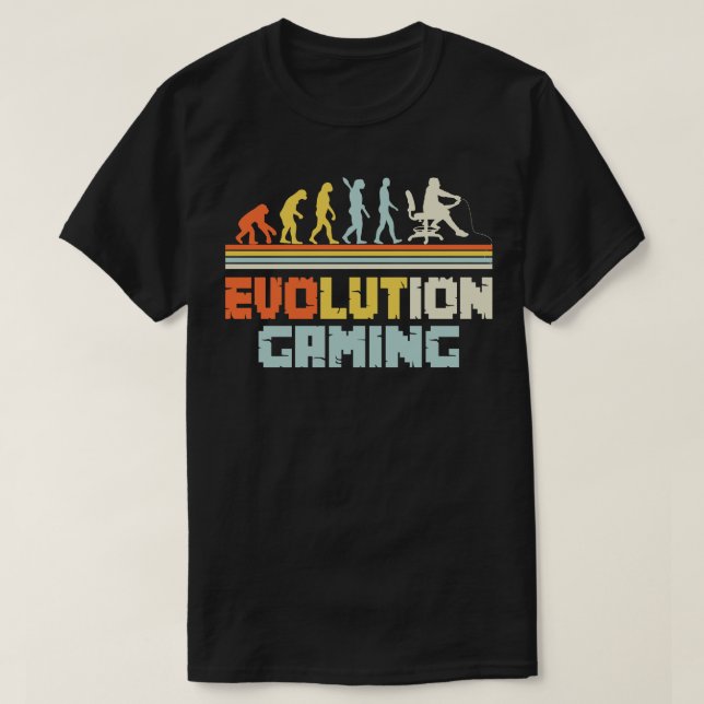 Gaming Evolution Video Funny Human Evolution Gift T-Shirt (Design Front)