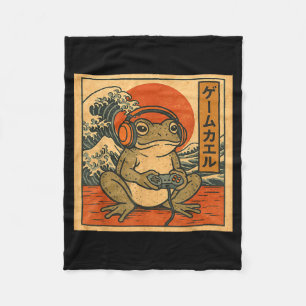 Gaming Frog Art Ukiyo-e Japanese Gamer Anime Men W Fleece Blanket