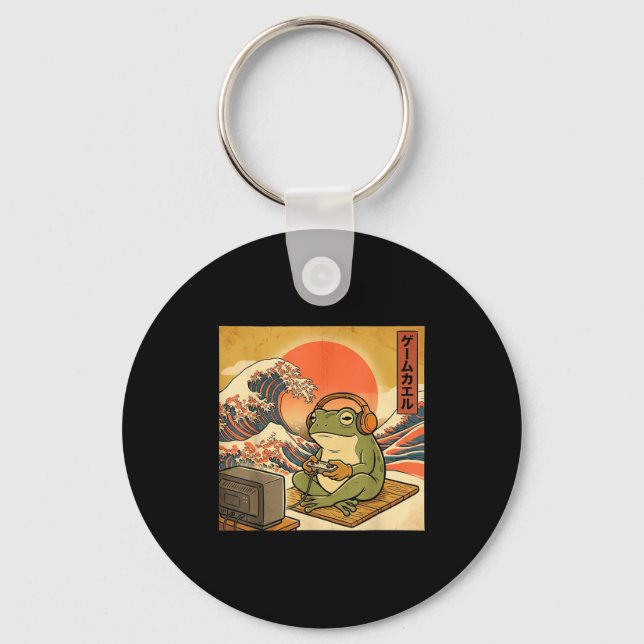 Gaming Frog Art Ukiyo-e Japanese Gamer Anime Men W Key Ring (Front)