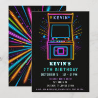 Gaming Fun Neon Glow Arcade Birthday