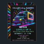 Gaming Fun Neon Glow Game Truck Birthday Invitation<br><div class="desc">Level up your celebration with our Arcade Game Truck Birthday Party Invitation! Featuring a fun, retro gaming theme, this customisable invitation is perfect for an action-packed arcade party. Personalise with your event details and get ready to invite guests for a day of gaming and excitement. Ideal for kids, teens, and...</div>
