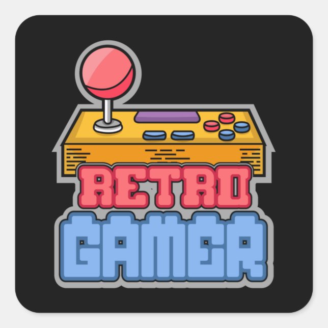 Gaming Game Retro Gamer Console Video Game Gift Square Sticker (Front)