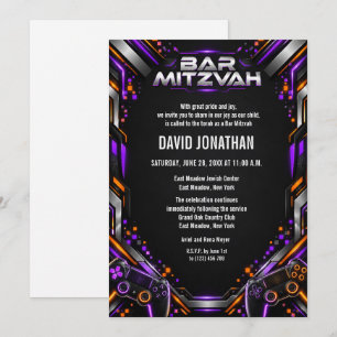 Gaming Gamer Bar Mitzvah Custom Invitation