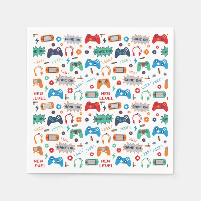 Gaming Gamer Birthday Party Napkin (Front)