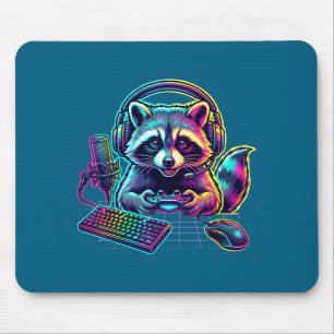 Gaming Gamer Video Lover Game Raccoon Fun Mouse Pad