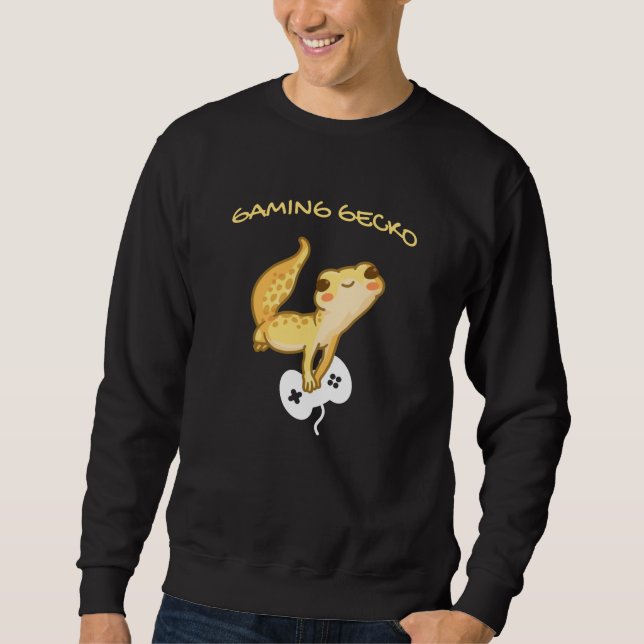 Gaming Gecko Boy Gamer Gift Gekko Men Lizard Sweatshirt (Front)