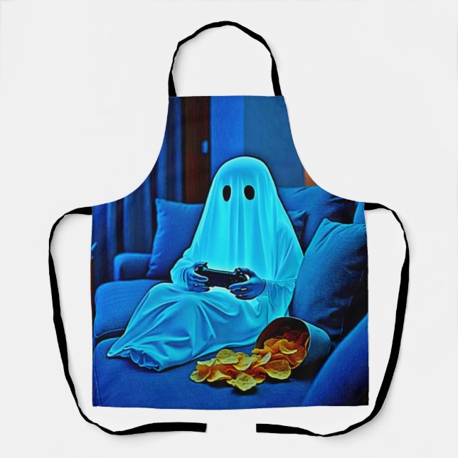Gaming Ghost Cosy Night In Design Apron (Front)