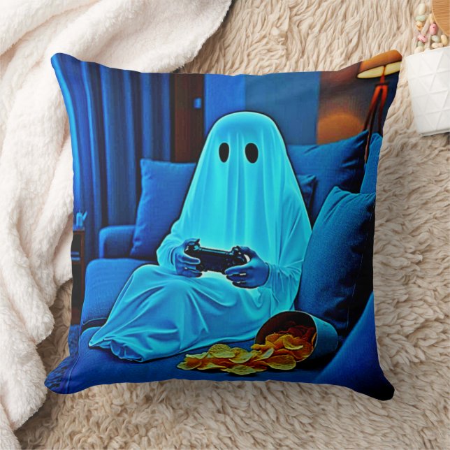 Gaming Ghost Cosy Night In Design Cushion (Blanket)