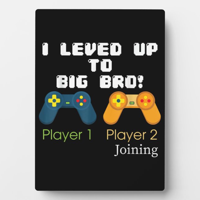 Gaming Gift I Level Up To Big Bro Brother Present Plaque (Front)
