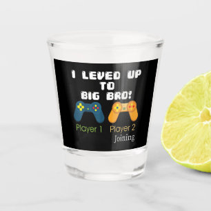 Gaming Gift I Level Up To Big Bro Brother Present Shot Glass