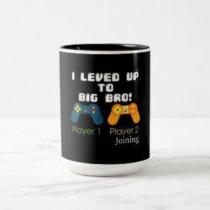 Gaming Gift I Level Up To Big Bro Brother Present Two-Tone Coffee Mug