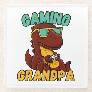 Gaming Grandpa Glass Coaster