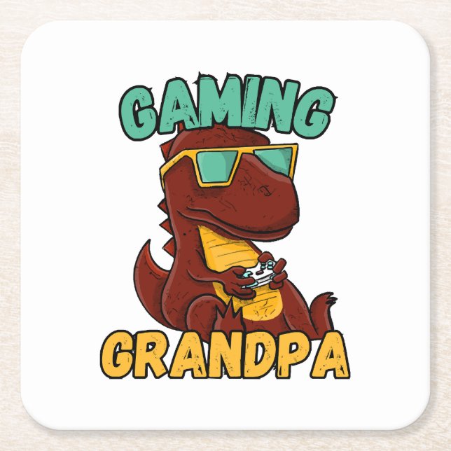  Gaming Grandpa Square Paper Coaster (Front)