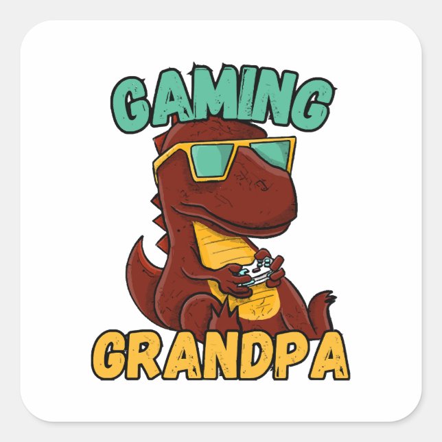  Gaming Grandpa Square Sticker (Front)