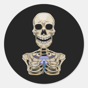 Gaming Halloween Skeleton Gamer Controller Classic Round Sticker