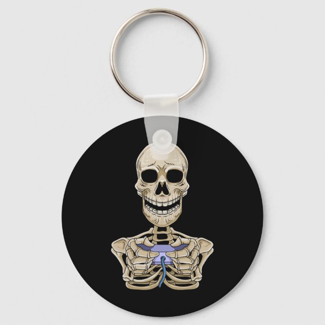 Gaming Halloween Skeleton Gamer Controller  Key Ring (Front)