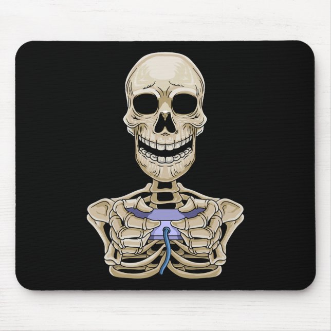 Gaming Halloween Skeleton Gamer Controller  Mouse Pad (Front)