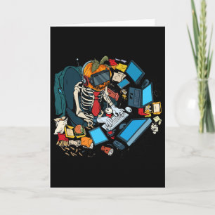 Gaming Halloween Skeleton Jack O Lantern Gamer Boy Card