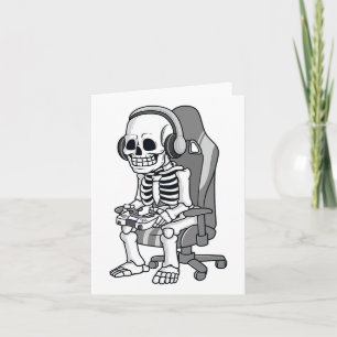 Gaming Halloween Skeleton Scary Gamer Boys Kids Card